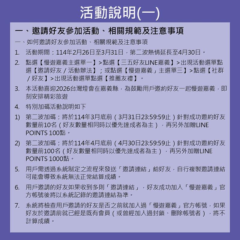 首波8萬點秒殺！慢遊嘉義LINE加碼再送1,000點