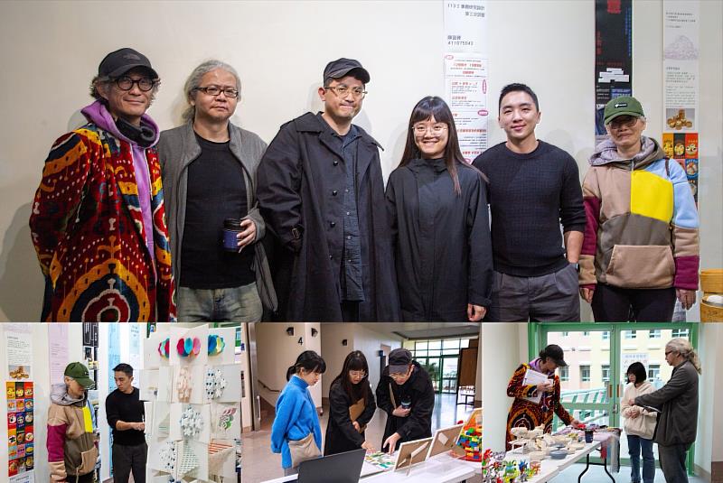 外評委員與指導老師給與同學展出作品建議。