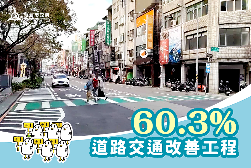 新竹市政府施政滿意度，道路交通改善工程：60.3%