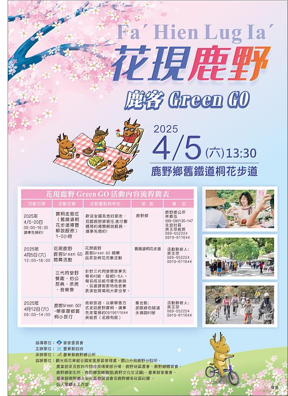 2025客家桐花祭-花現鹿野.鹿客Green Go活動4月5日起跑 歡迎賞桐花遊客庄