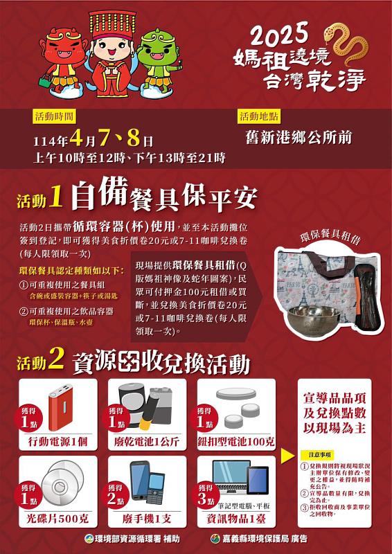 大甲媽繞境響應環保,嘉義縣環保局推循環容器與智慧回收機