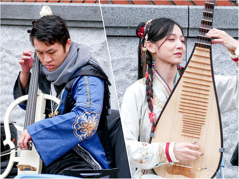 鶯歌光點北廣場｜小梨大提琴 × 小草琵琶所組成的「草黎貓」樂團，東西交融的樂音共譜春日即景