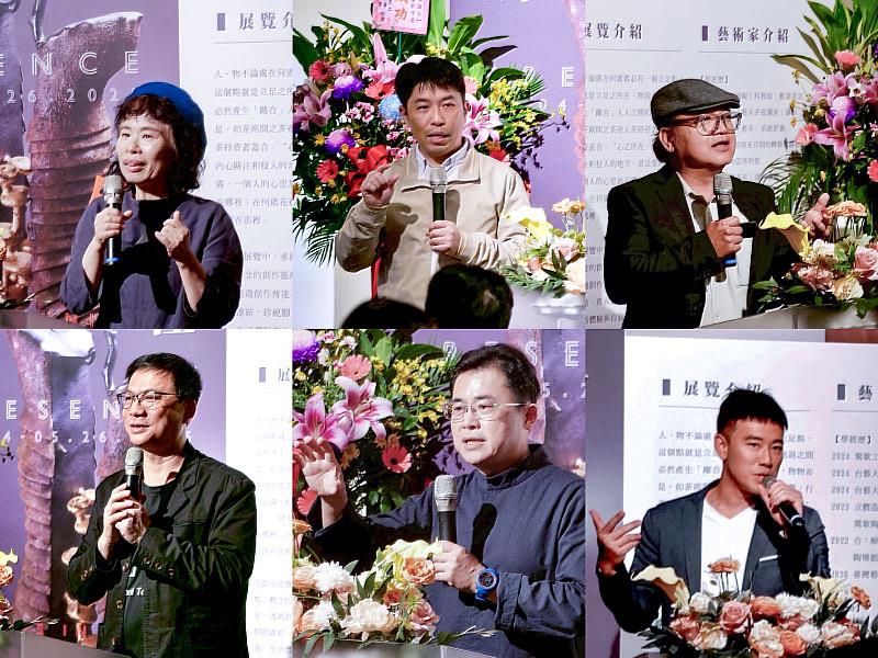 開幕致詞嘉賓齊聲祝賀開幕式上,陶瓷雕塑學會理事長許明香、國立臺灣藝術大學工藝設計學系梁家豪教授、工藝之家協會理事長謝嘉亨、鶯歌工商校長顏龍源、藝術家許旭倫老師與光點藝術總監陳柏誠,齊聚一堂,祝福展覽圓滿順利。