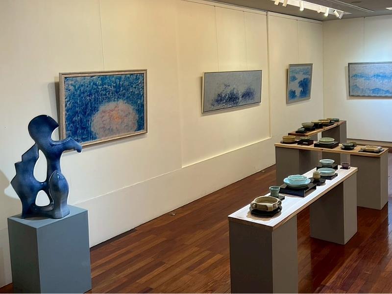 鐘敏建《春映晴和》陶瓷繪畫展，於文大推廣教育部大夏藝廊展出。