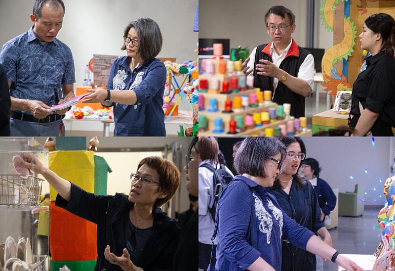 與會貴賓熱情地參觀展覽並給予同學建議與回饋。