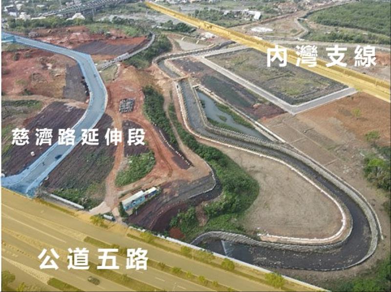 光埔二期重劃區區內道路路型與公園景觀雛形。