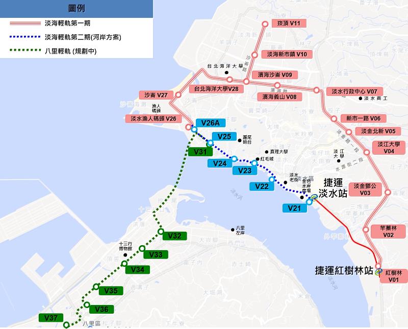 淡海輕軌第二期路網圖