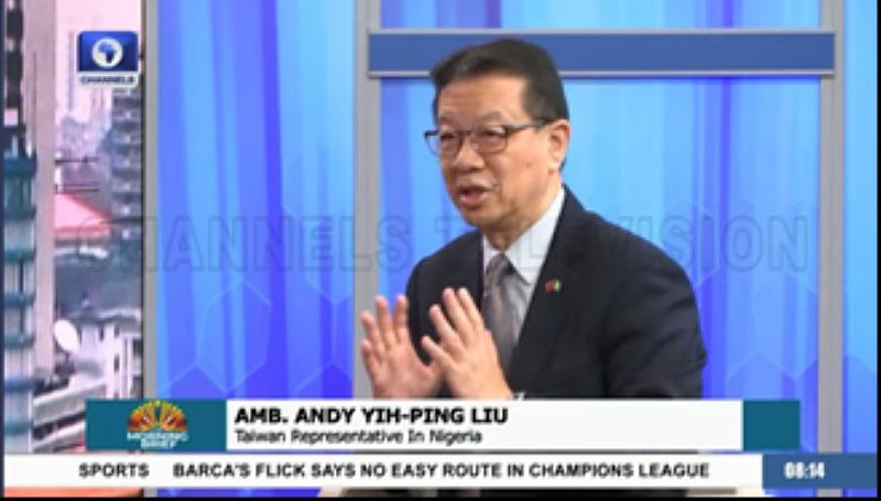 奈國主流電視媒體Channels TV晨間節目Morning Brief於本年3月5攝影棚LIVE專訪我駐處劉代表時，標註劉代表職銜為「大使」及台灣駐奈國之代表。