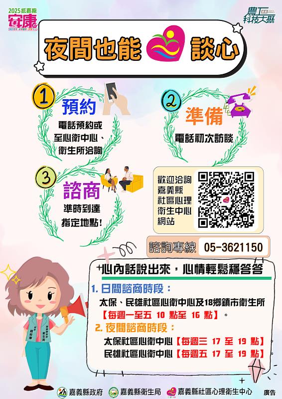 夜間也能心談心,嘉縣社區心衛中心擴增夜間心理諮商