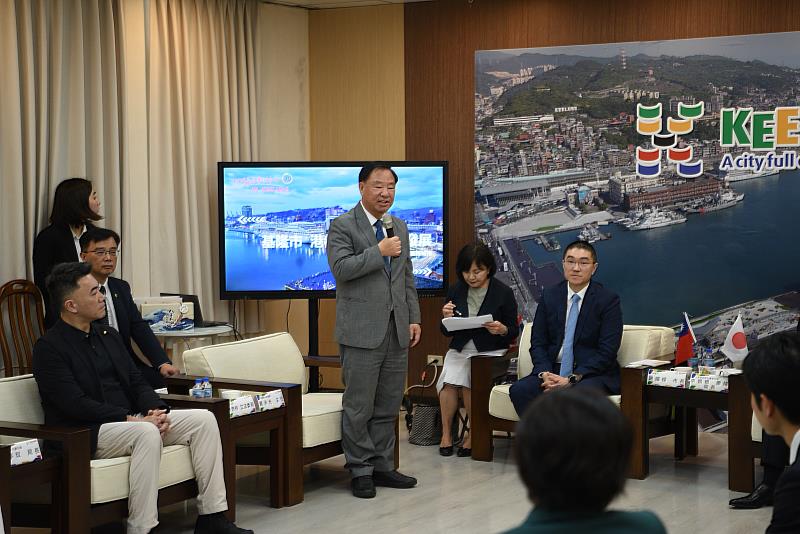 救國團葛永光主任於拜會活動中致詞，向訪問團表達歡迎並向基隆市謝國樑市長表達感謝。