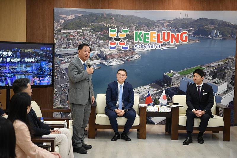 救國團葛永光主任於拜會活動中致詞，向訪問團表達歡迎並向基隆市謝國樑市長表達感謝。