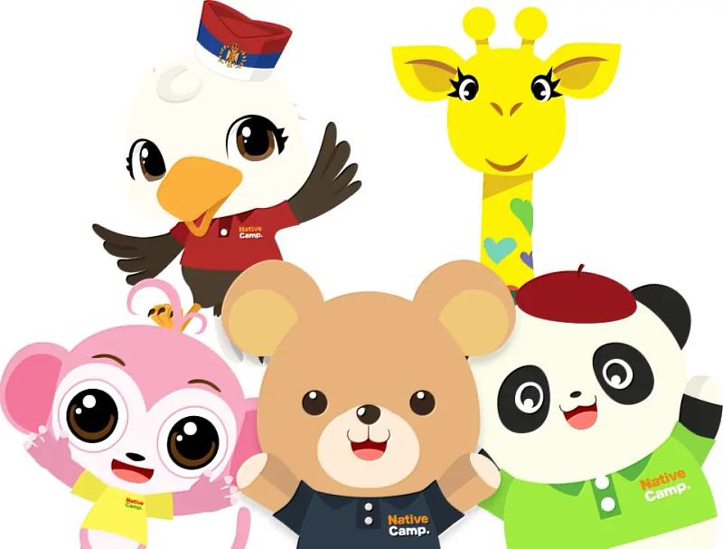 卡通人物講師：Teddy、Fanfan、Tarsier、Birdie、Giraffie