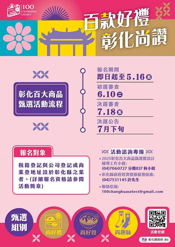 百款好禮彰化尚讚!彰化百大商品甄選開跑!