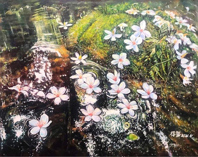 林得樂-花落.細水.無聲-油畫