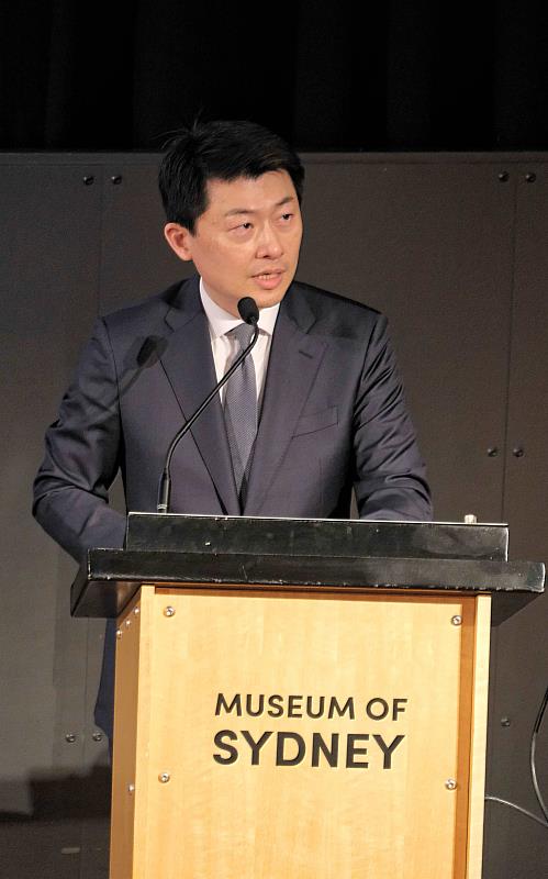 駐雪梨臺北經濟文化辦事處長吳正偉致詞。(駐雪梨辦事處文化組提供)