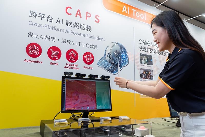 擷發科技備受矚目的「跨平台 AI 軟體服務 CAPS」具備高度延展性，整合兩大核心能力：Edge AI 解決方案與專案型 AI 系統平台（如 AIVO）。