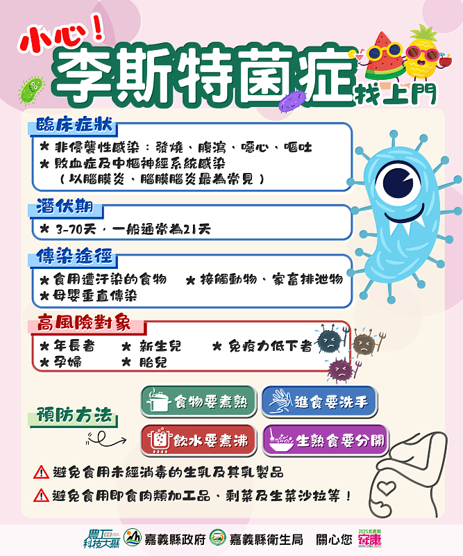 嘉縣孕婦感染李斯特菌 衛生局呼籲準媽媽重視飲食與手部衛生