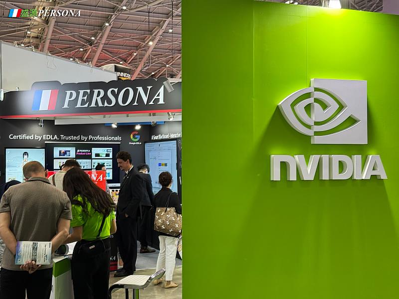 盛源PERSONA展位鄰近NVIDIA，從AI運算一路延伸至互動應用，呈現智慧技術的真實落地
