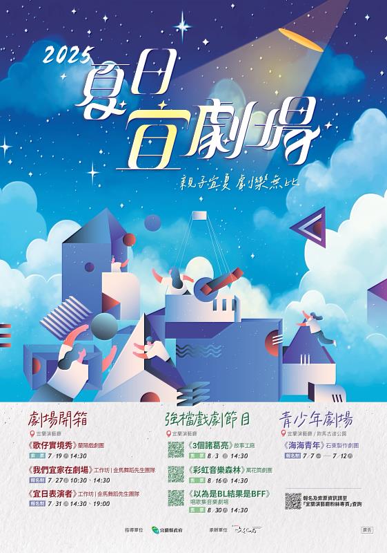 宜蘭縣政府文化局主辦《2025夏日宜劇場》，推出劇場開箱、強檔戲劇節目及青少年劇場。