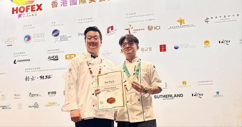 景文科大餐飲系謝孟儒參加海鮮學徒組作品黑雪魚獲得1銅。