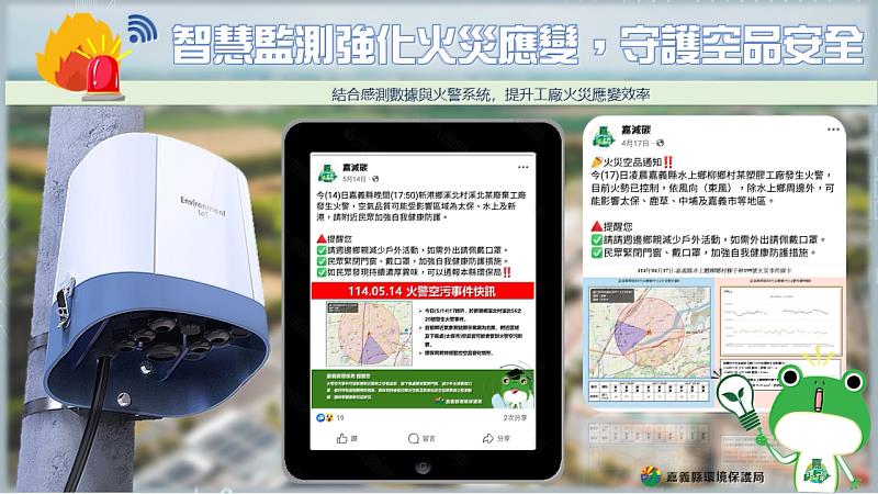 嘉義縣空品監測新突破，即時掌握工廠火災空品變化
