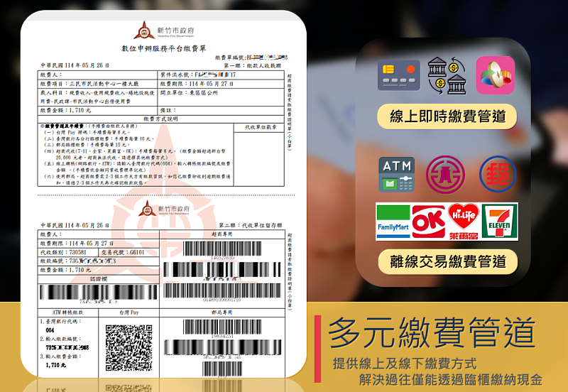 數位申辦平台多元繳費管道。