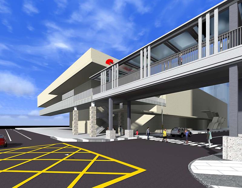 連通埔頂一路兩端Costco及迪卡儂商場空橋模擬圖。