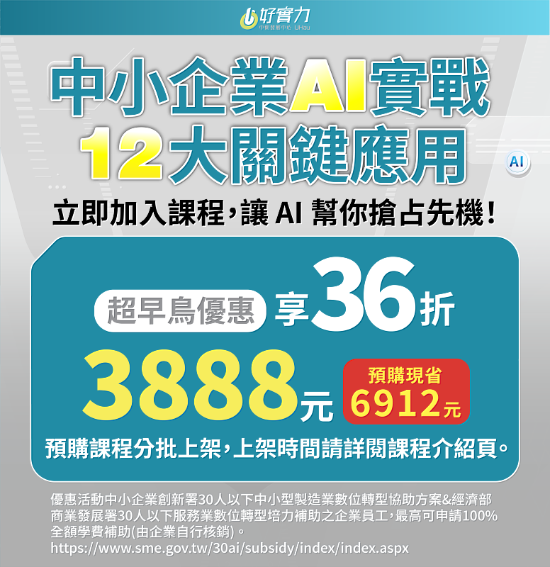 即日起開放報名，限時超早鳥優惠只要3888元（原價10800元），限量36折優惠開跑！