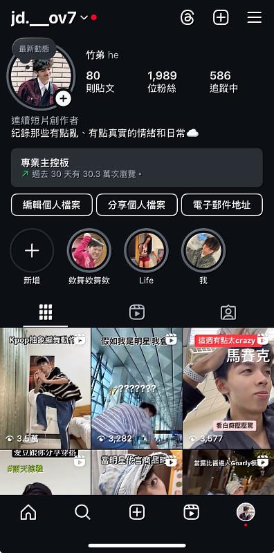 陳俊安以舞蹈表演設計為創作主題，社群瀏覽數超過30萬次