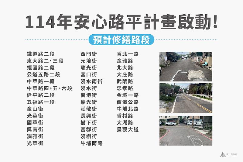 圖2 「114年安心路平計畫」預計修繕路段