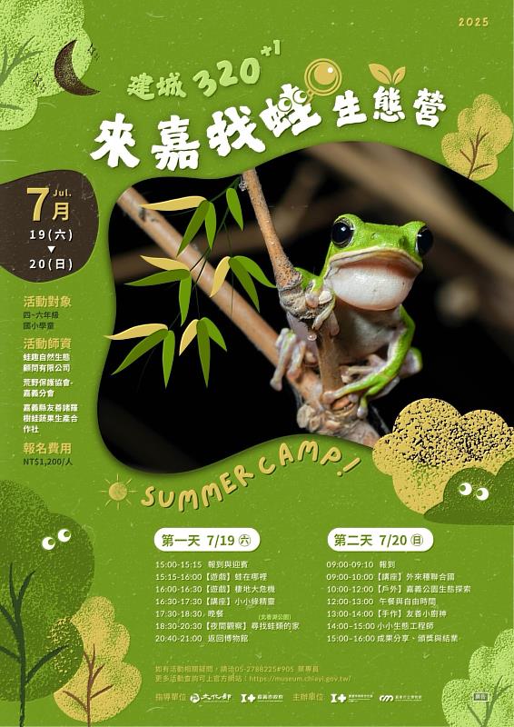 暑假來「嘉」探索！　嘉義市立博物館推《來嘉找蛙生態營》 歡迎國小學童踴躍報名參加