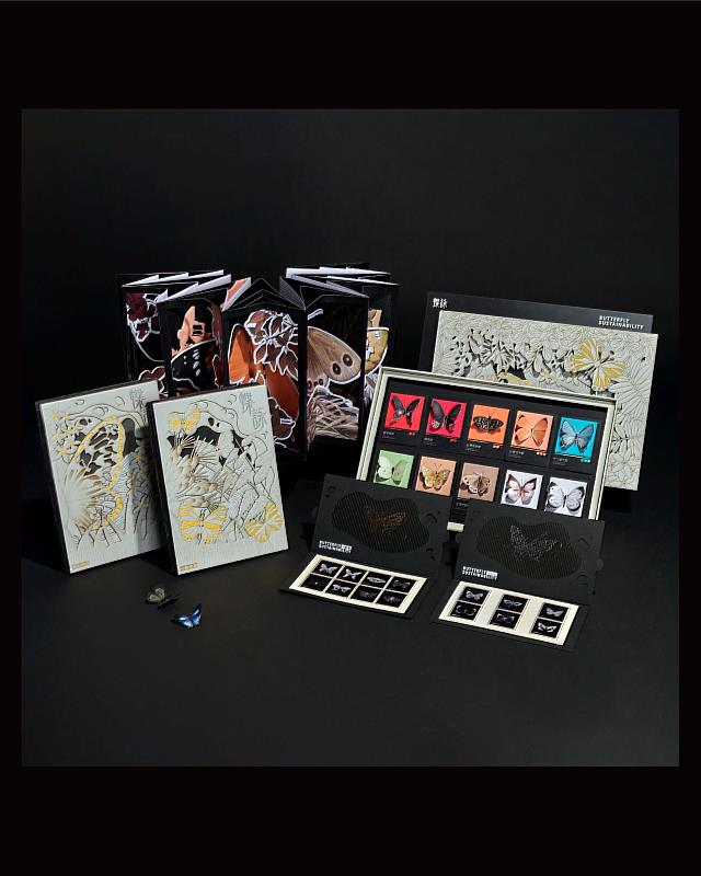 《蝶詠》榮獲 Design Other 類Winner,以紙雕、插畫與燙金工藝細膩描繪台灣特有種蝴蝶,喚起社會對物種保育與生態永續的關注 (照片/校方提供)