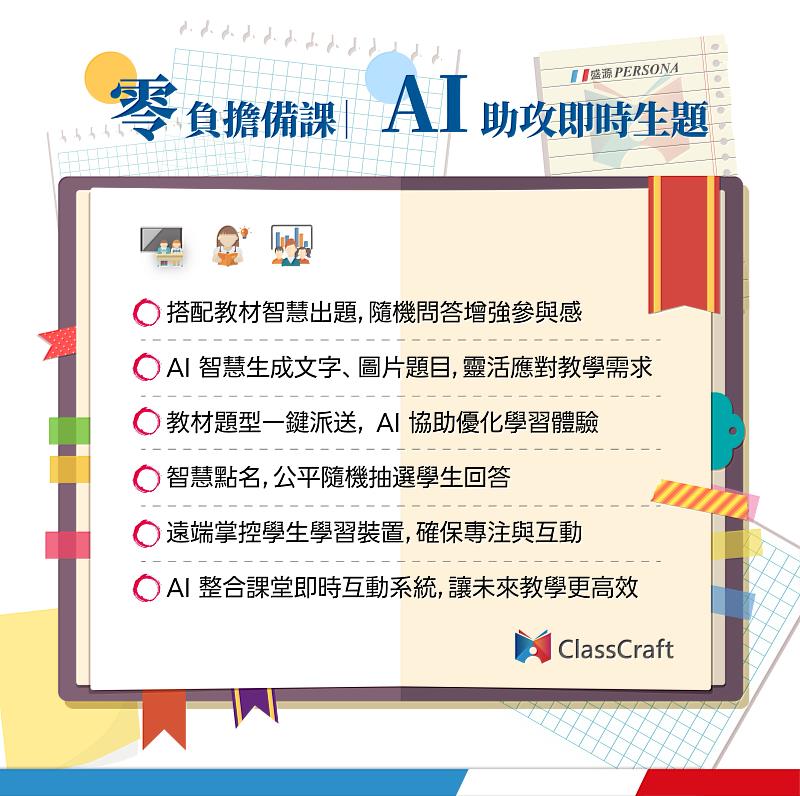盛源ClassCraft 創課快手從課前備課、課中互動，到課後追蹤回饋，全面優化教師教學流程，實現「一站式教學支援」。