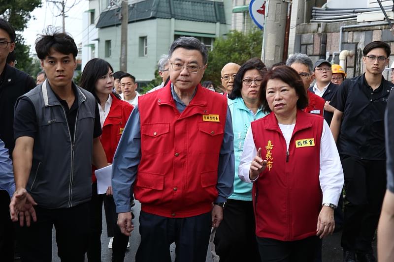 丹娜絲重創嘉義市 卓榮泰院長南下視察 黃敏惠市長哽咽盼中央給予關注 盡速恢復電力