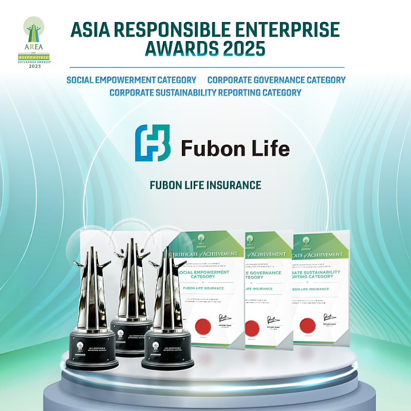 富邦人壽榮獲「2025亞洲企業社會責任獎」（Asia Responsible Enterprise Awards）之「社會公益發展獎」、「企業治理獎」及「企業永續報告書獎」三大獎項，在ESG三大面向的執行成果備受肯定。