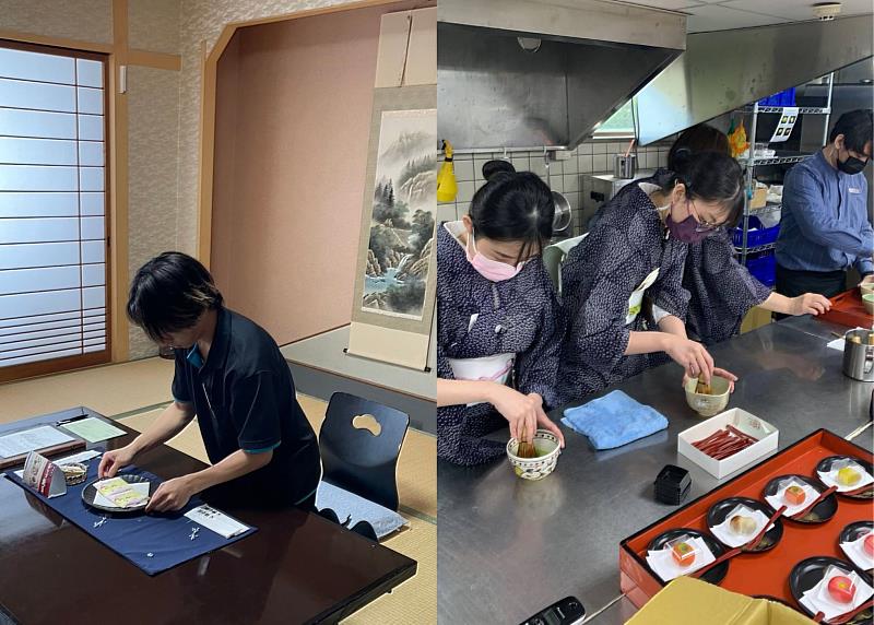 世新日文系學生在「琴參閣」實習,磨練語言能力、跨文化溝通技巧與問題解決能力。(世新大學提供)