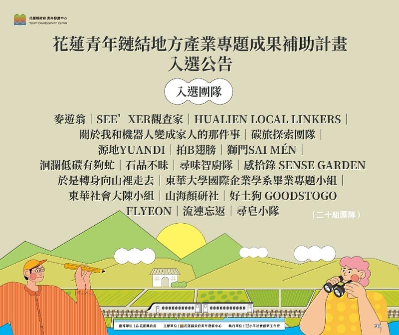 藝創系115級畢業製作團隊兩組入選2025花蓮青年鏈結地方產業專題成果補助企劃(圖片由花蓮縣政府青年發展中心提供)
