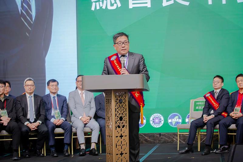 亞洲台灣商會聯合總會林凱民總會長致詞。