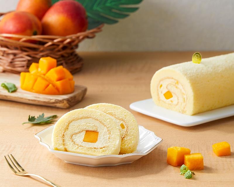 冰心芒果捲的芒果卡士達與綿密的黃金戚風完美結合，冰冷凍還能享有冰淇淋口感。（資料來源：LADY KELLY）