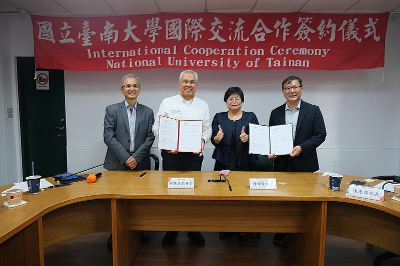 臺南大學與馬來西亞Mayshowa公司代表於校內舉行合作協議簽署儀式，雙方就鉛酸電池回收技術開發計畫正式展開合作。