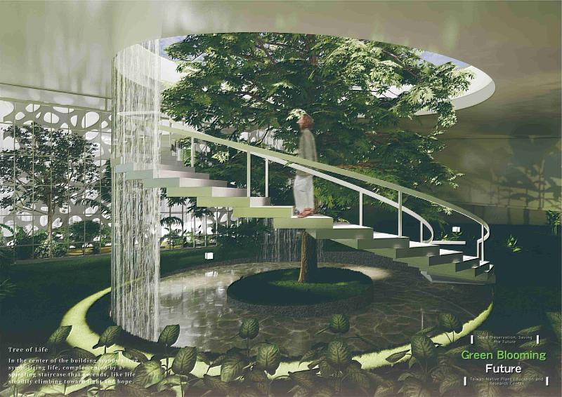 Winner獎作品《Green Blooming Future》展現一座專責的研究中心，能致力於原生物種的研究與維護，進而促進生物多樣性與生態平衡的永續發展(照片/校方提供)