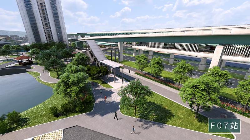 五泰輕軌利用台64下方空間設F07站(模擬圖)