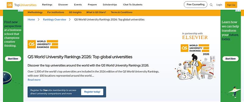 英國QS 2026世界大學排名評比網站。