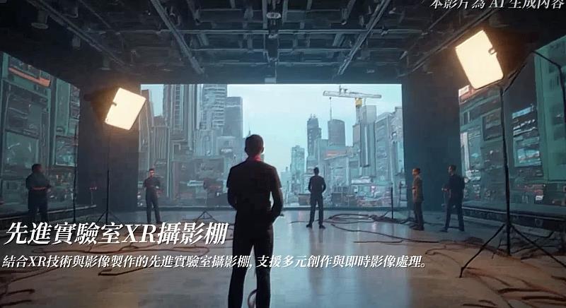世新大學數位影音教學大樓先進實驗室XR攝影棚，支援多元創作與即時影像處理。（此為示意渲染圖，翻攝自官方社群平台，世新大學提供）