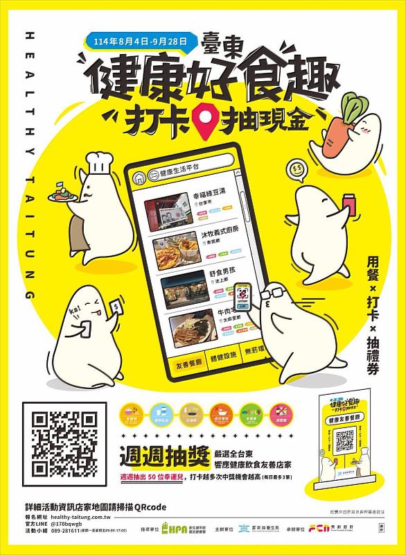 臺東健康飲食友善餐廳活動開跑!打卡抽全聯禮券 計將送出共400份好禮!
