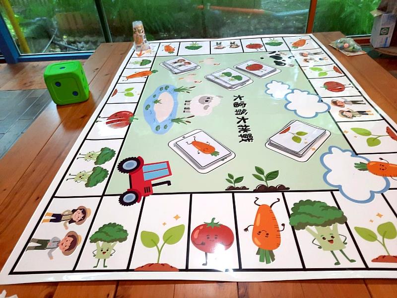 親子農遊大富翁，透過任務題卡，完成互動關卡