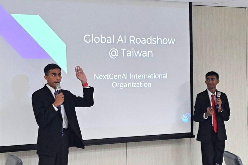 來自美國LCP的Aaryon與Shaayon Samanta兄弟分享他們創立Next GenAI International Organization的歷程，展現AI世代青年的創新與行動力。