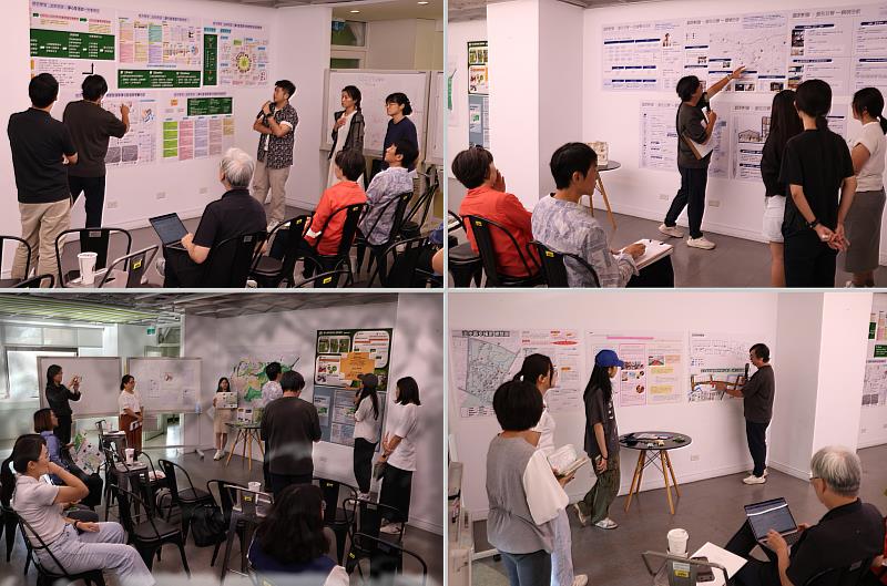 學生進行社區營造企畫分組報告，聽取評論教師建議。（圖／淡江大學提供）