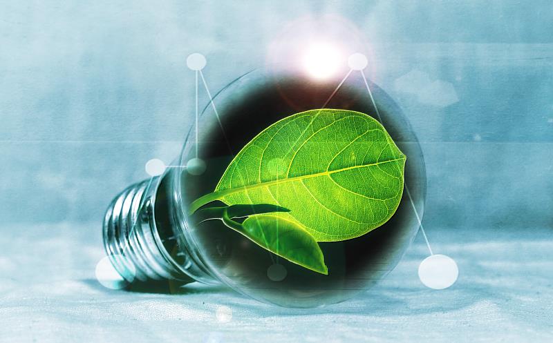 圖一：潔淨轉型示意圖（資料來源 https://pixabay.com/photos/lightbulb-leaf-chlorophyll-green-2632075/）。