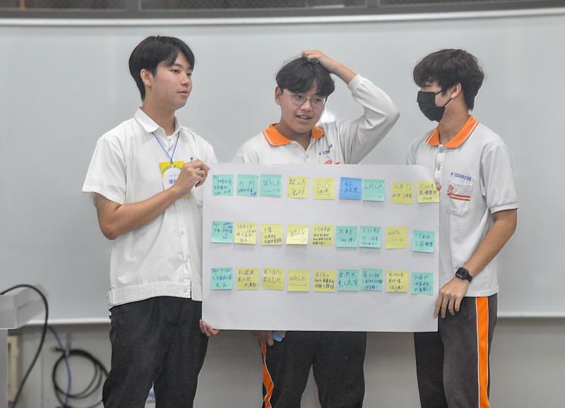 景文高中學生在世新大學化身國際觀光大使出任務。（世新大學提供）